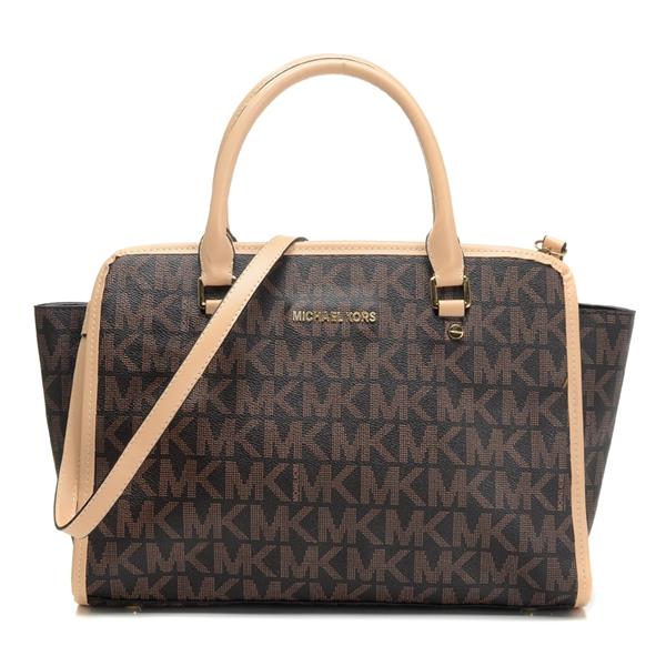 michael kors medium selma saffiano satchel brun Salg Virksomhet 0jrzc